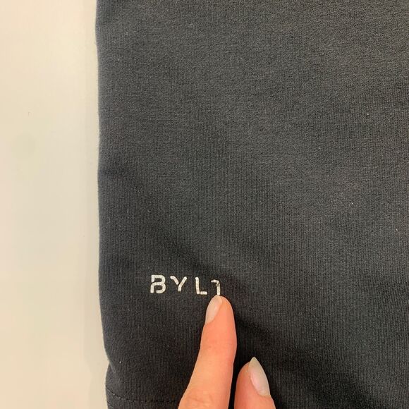 BYLT Shirt Men L Large Black Drop Cut Short Sleeve Crew Neck Muscle Athletic Fit - Picture 4 of 12